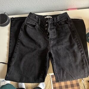 PacSun Black High-Rise Button-Fly Ripped Jeans